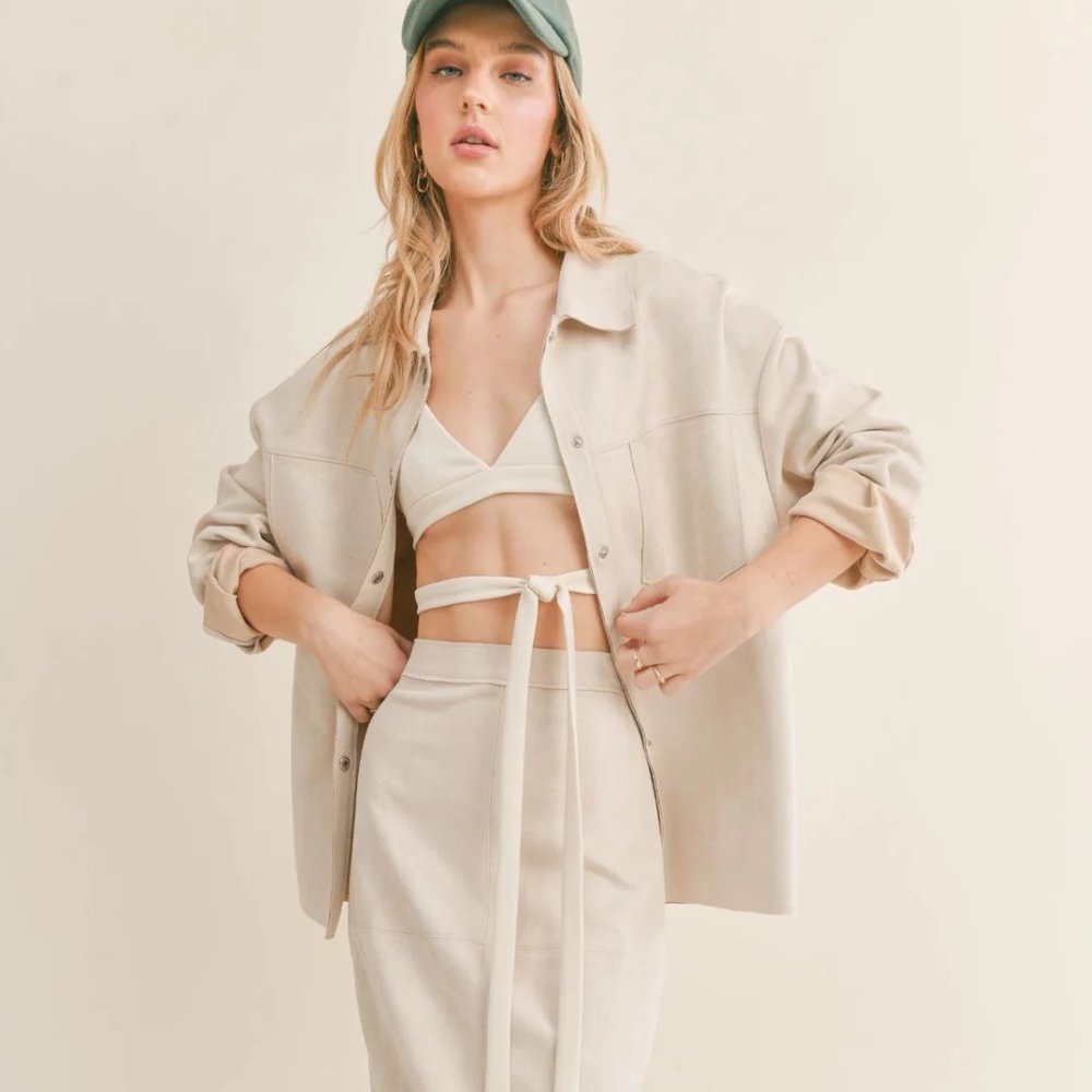 New With Tags! THE GALLERY SUEDE OVERSIZED SHIRT